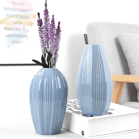 Blue Ceramic Flower Vase